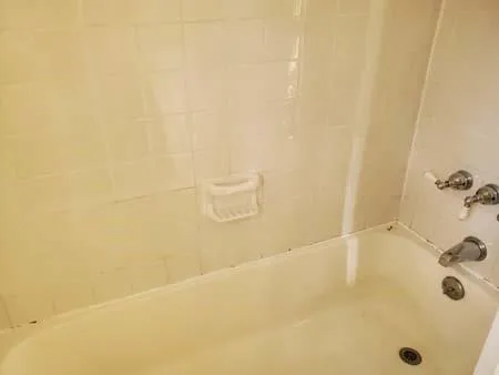 a bathroom with a bathtub