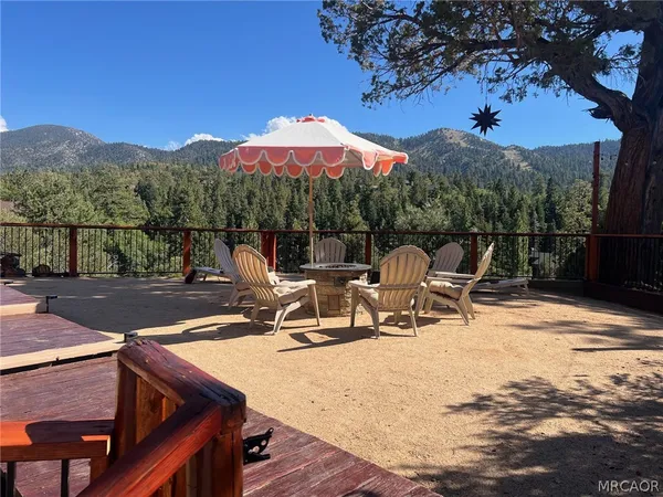 a view of outdoor space with seating