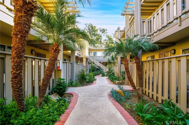 a view of a garden with pathway