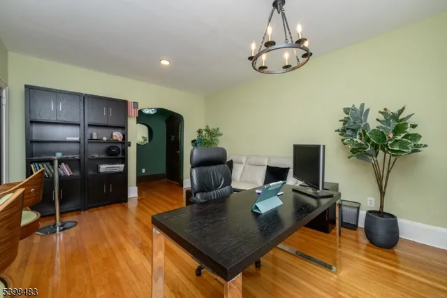 a view of kitchen and dining area with furniture