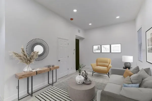 a living room with furniture