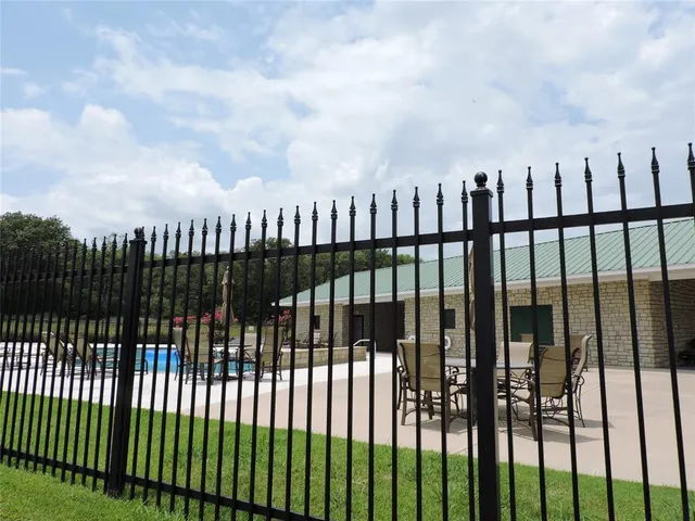 a view of a black gate