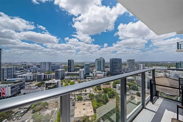 a city view from a balcony