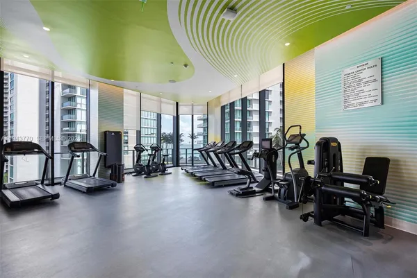 a view of a room with gym equipment