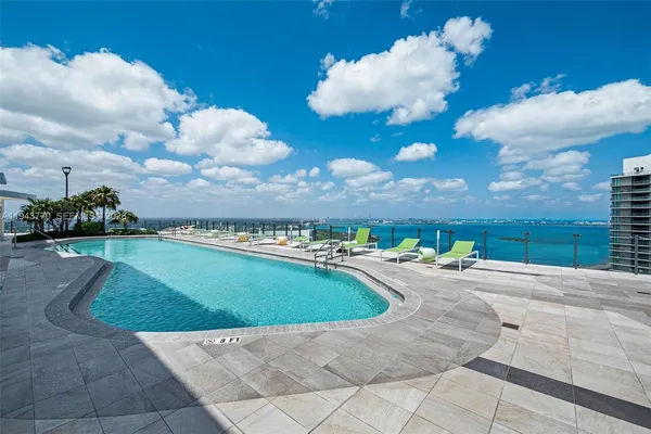 a view of a swimming pool and a yard