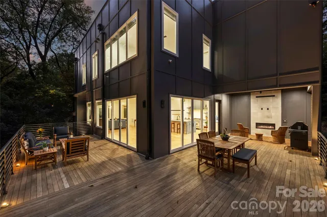 a patio with water table and chairs