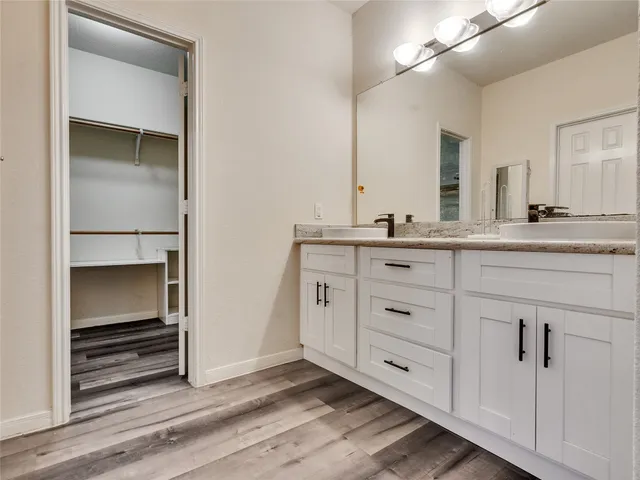 a view of an empty walk in closet