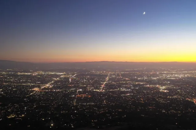 a view of city and mountain