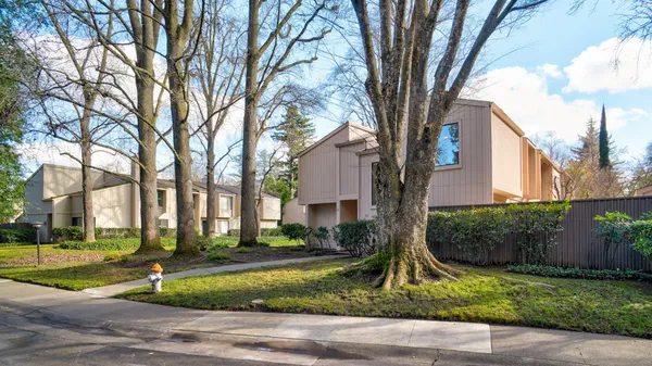 a view of a park with swings