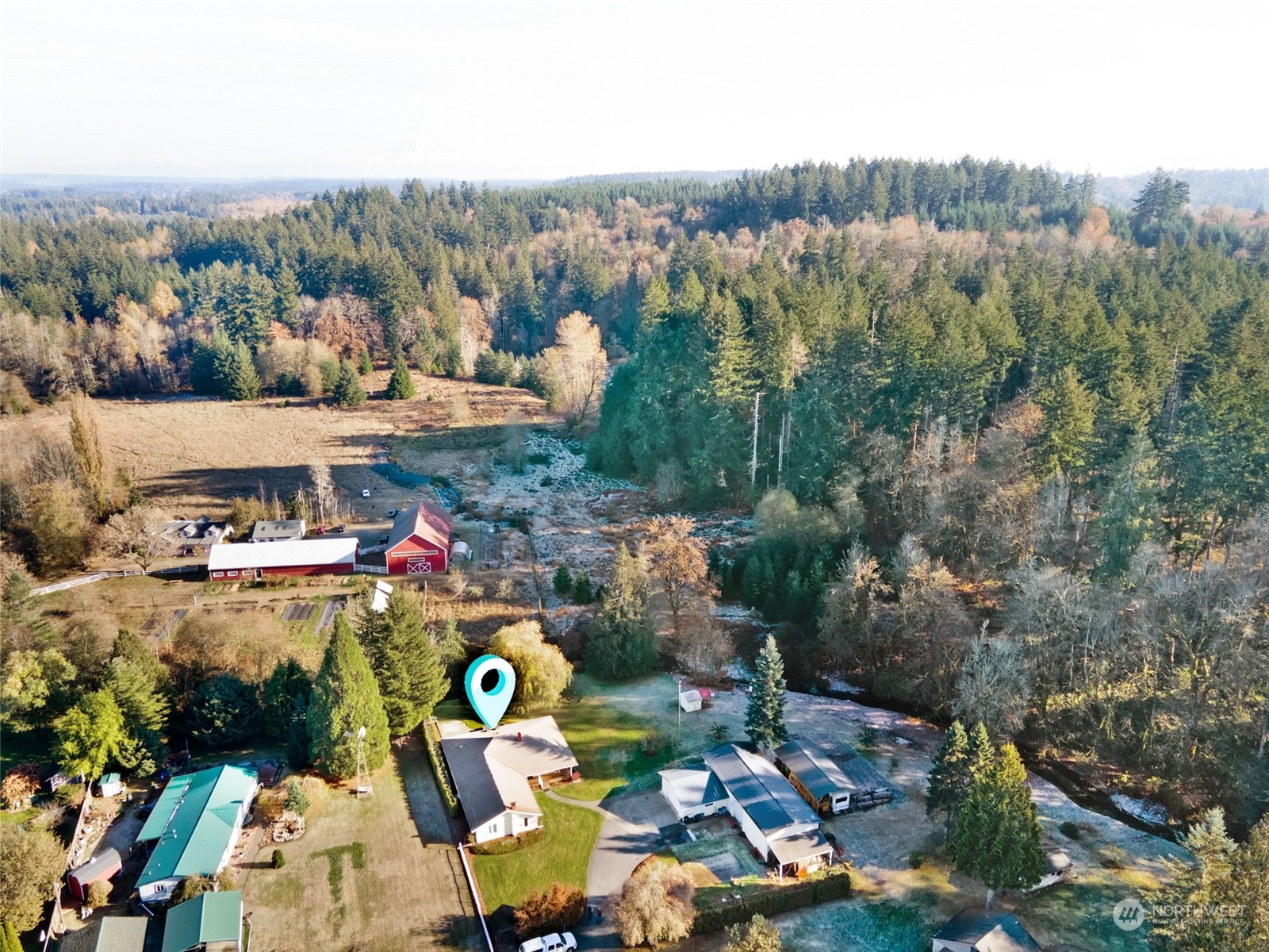 9406 Crete Street Southeast Olympia, WA 98501 - Photo 12 of 38 an aerial view of a house with a yard basket ball court and outdoor seating