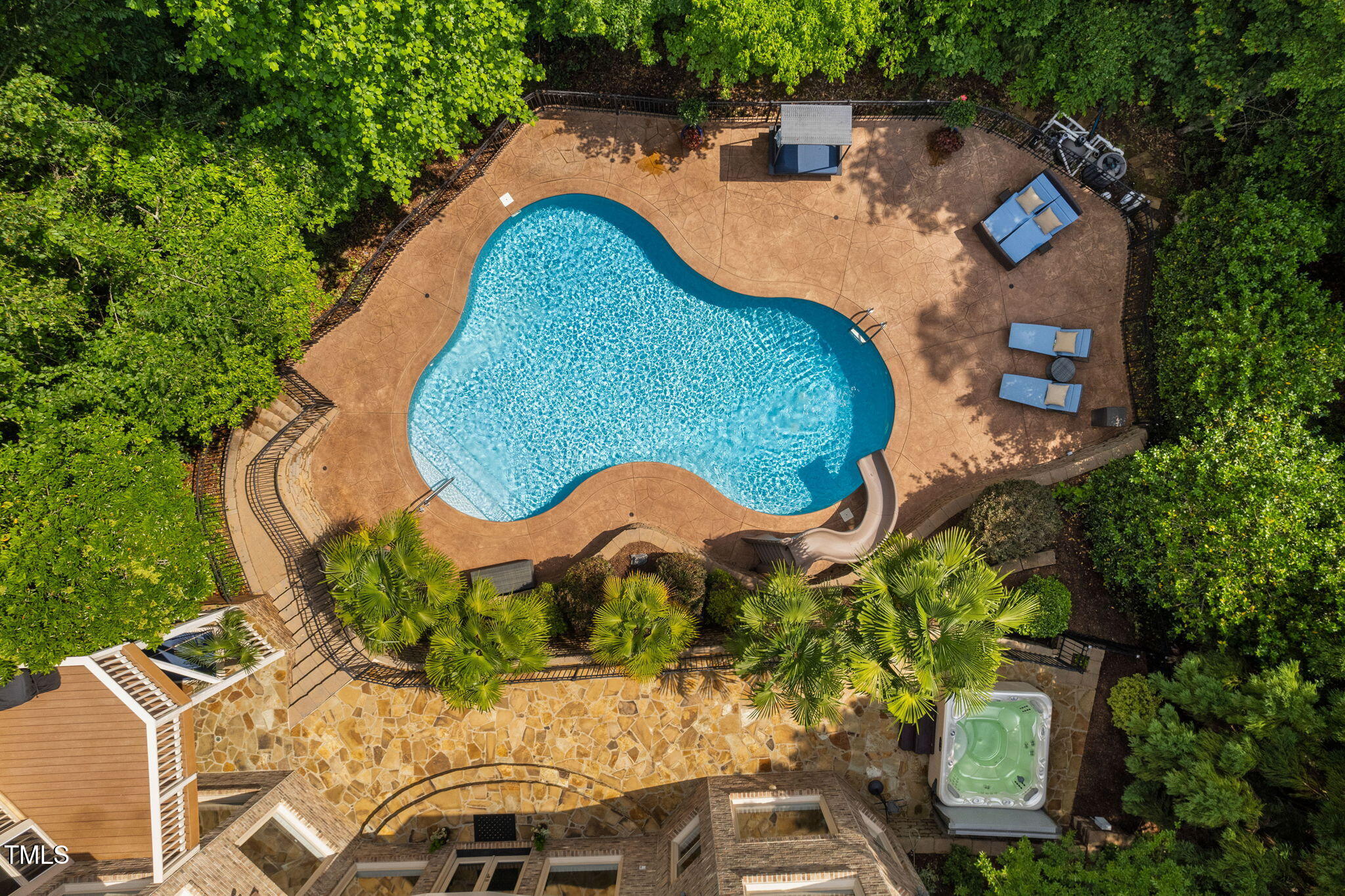 3601 Nightfall Court Raleigh, NC 27607 - Photo 58 of 88 an aerial view of a house with swimming pool and large trees