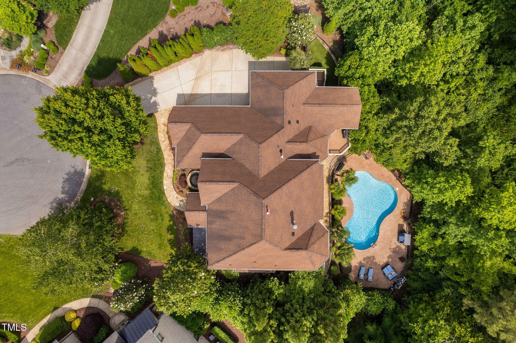 3601 Nightfall Court Raleigh, NC 27607 - Photo 86 of 88 an aerial view of a house with outdoor space and swimming pool
