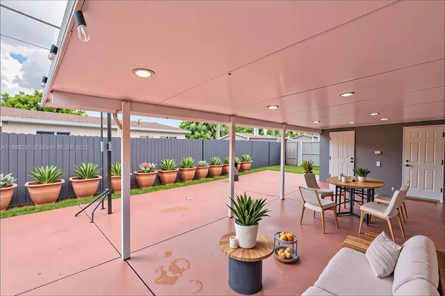 a outdoor space with furniture