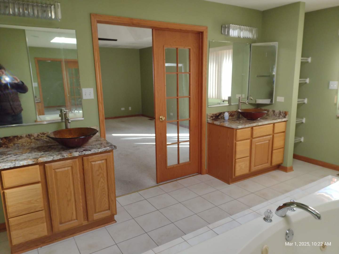 41 Manor Drive Matteson, IL 60443 - Photo 31 of 45 a bathroom with a granite countertop sink a mirror and a shower