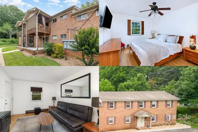 a aerial view of a house with a yard