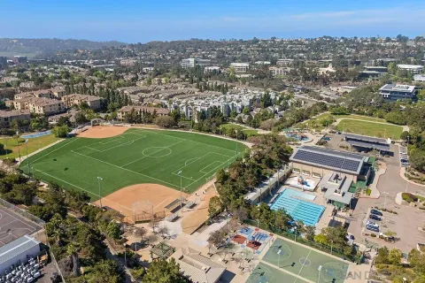 an aerial view of a city with lots of residential buildings