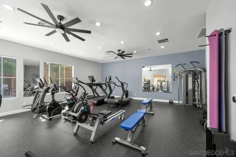 a view of a room with gym equipment