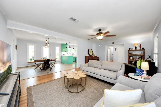 a living room with furniture