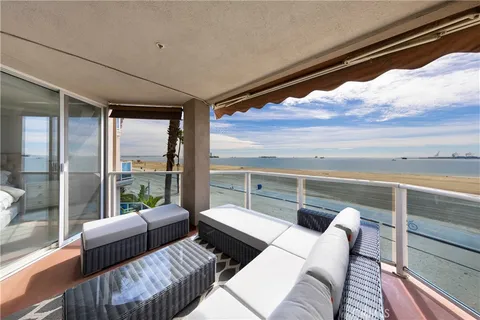 a balcony view with a couch