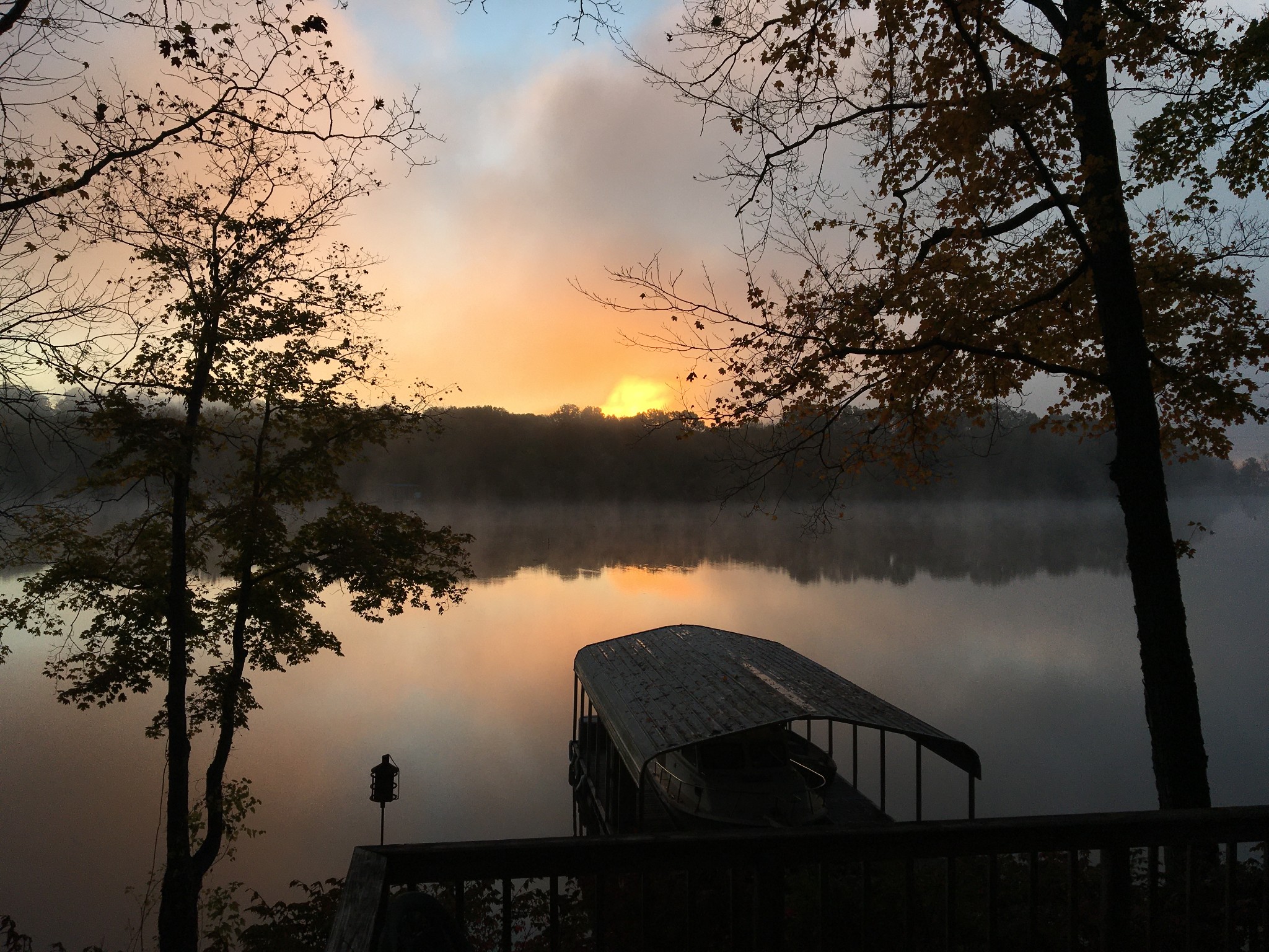 a view of lake from yard