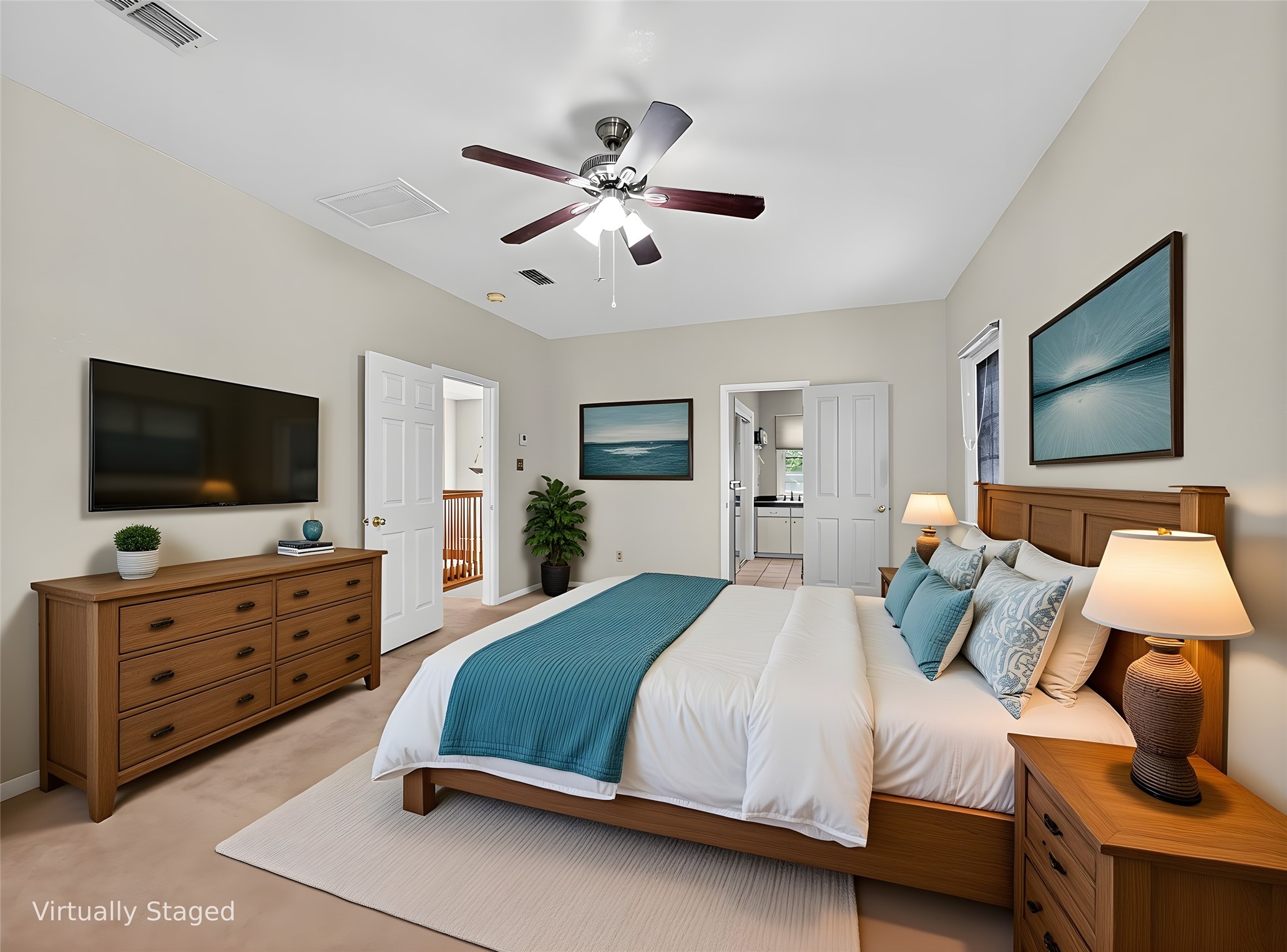 613 Breakaway Road Cedar Park, TX 78613 - Photo 24 of 40 a bedroom with a bed and a flat screen tv