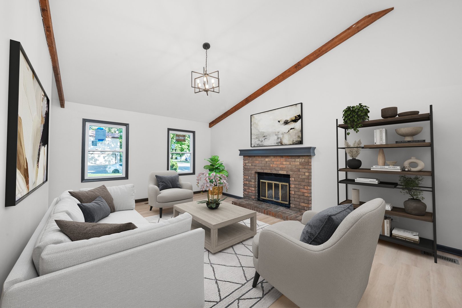 8040 Geneva Street Woodridge, IL 60517 - Photo 2 of 32 a living room with furniture or couch and a fireplace