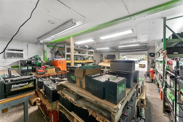 an aerial view of a house with a garden