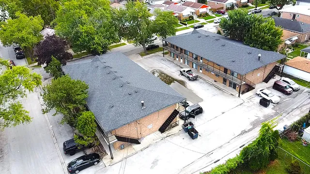 an aerial view of a house