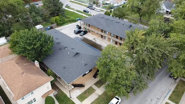 an aerial view of a house