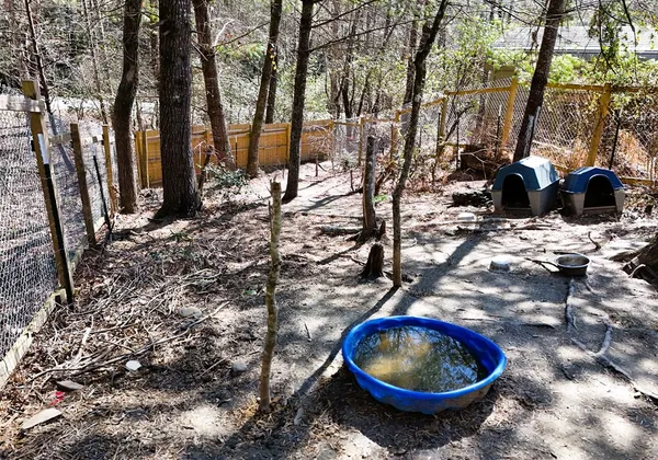 a view of an outdoor space and fire pit