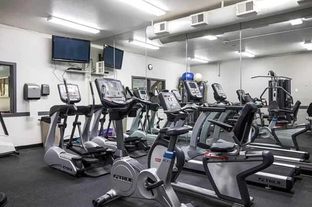 a view of a room with gym equipment