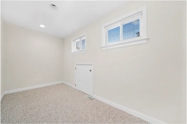 a view of a small space with a window