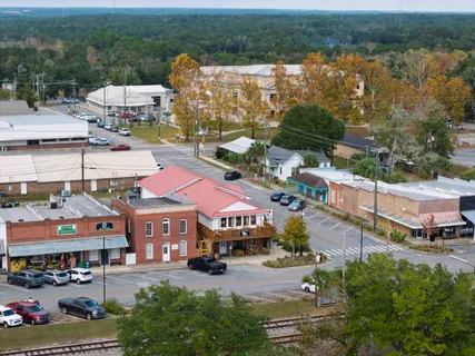 an aerial view of multiple house