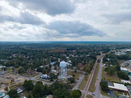 an aerial view of a city