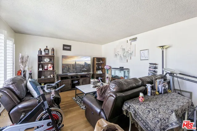 a living room with furniture a rug and a flat screen tv