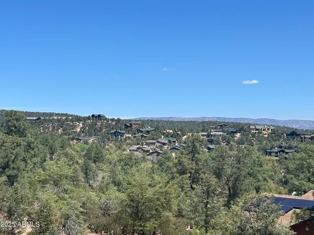 a view of a city with lush green forest