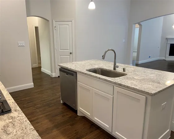 a kitchen with sink and tap