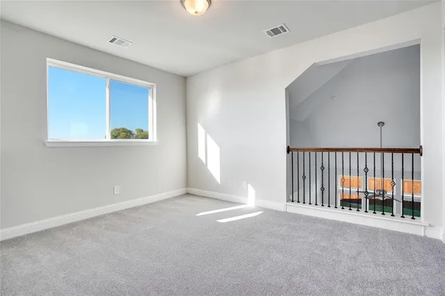 a view of a room with a window