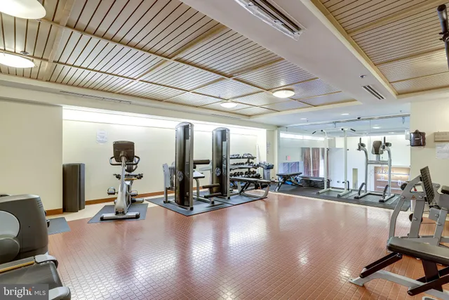 a view of a room with gym equipment