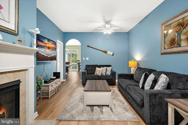 a view of a dining room with furniture and front door