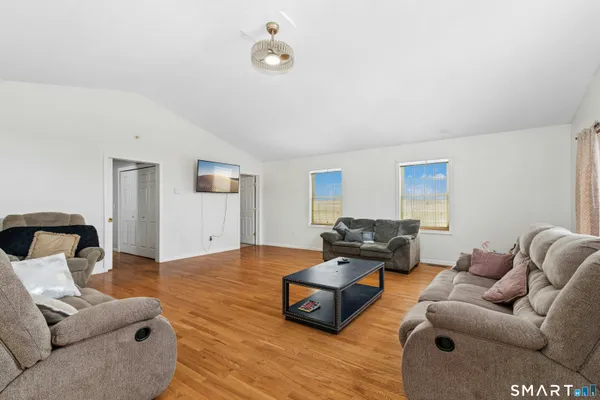 a living room with furniture