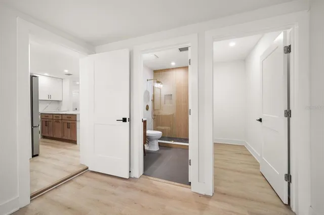 an empty room with windows