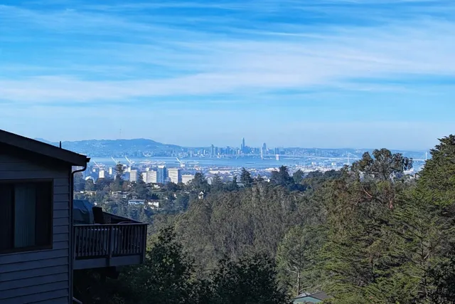 a view of a city with sunset view