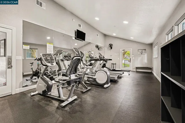 a view of a room with gym equipment