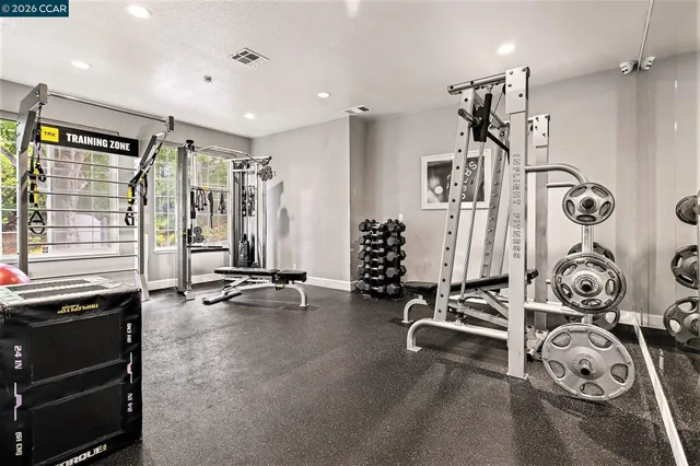 a view of a room with gym equipment