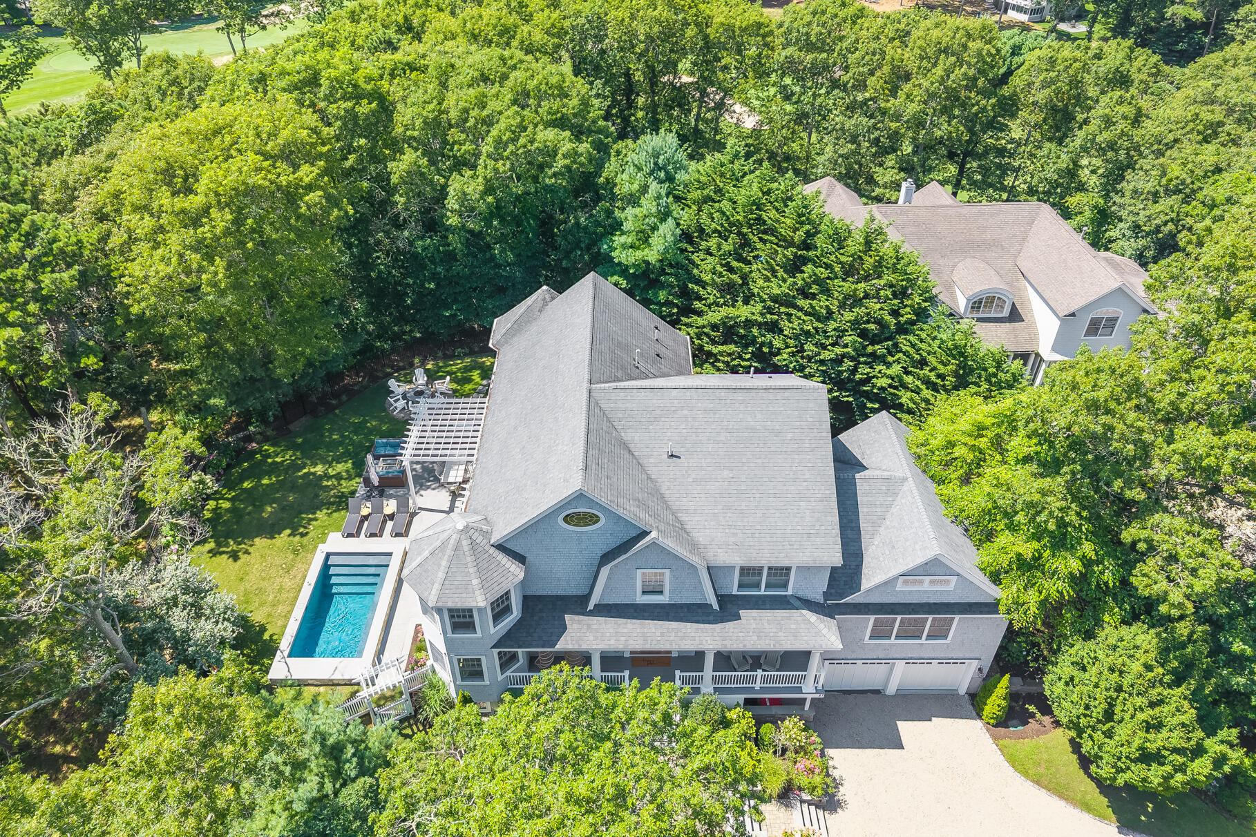 27 Prestwick Lane Mashpee, MA 02649 - Photo 3 of 66 Aerial with Pool - DJI_20250807135845_06