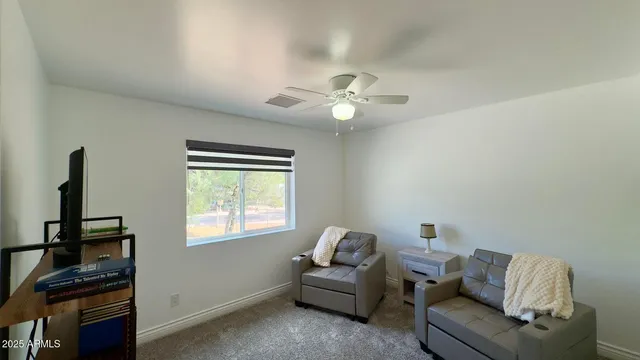 a view of cabinets and window