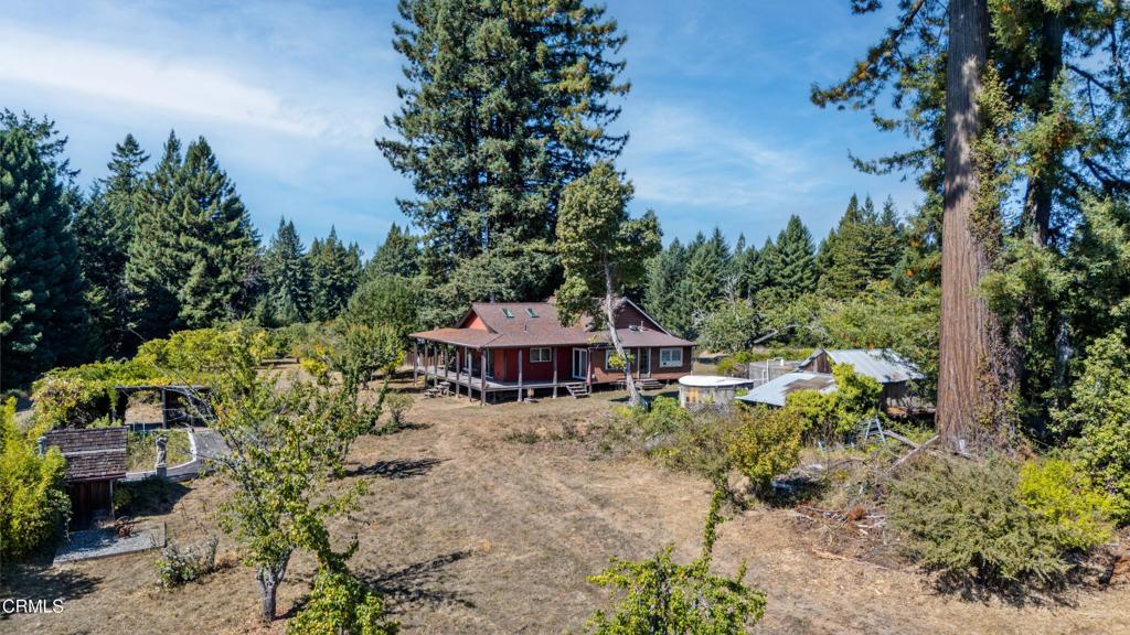 28580 Comptche Ukiah Road Comptche, CA 95427 - Photo 49 of 56 an aerial view of a house with garden space and sitting area