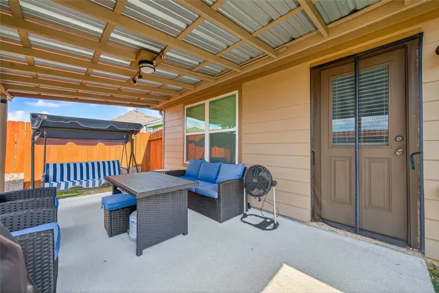 a outdoor space with patio furniture