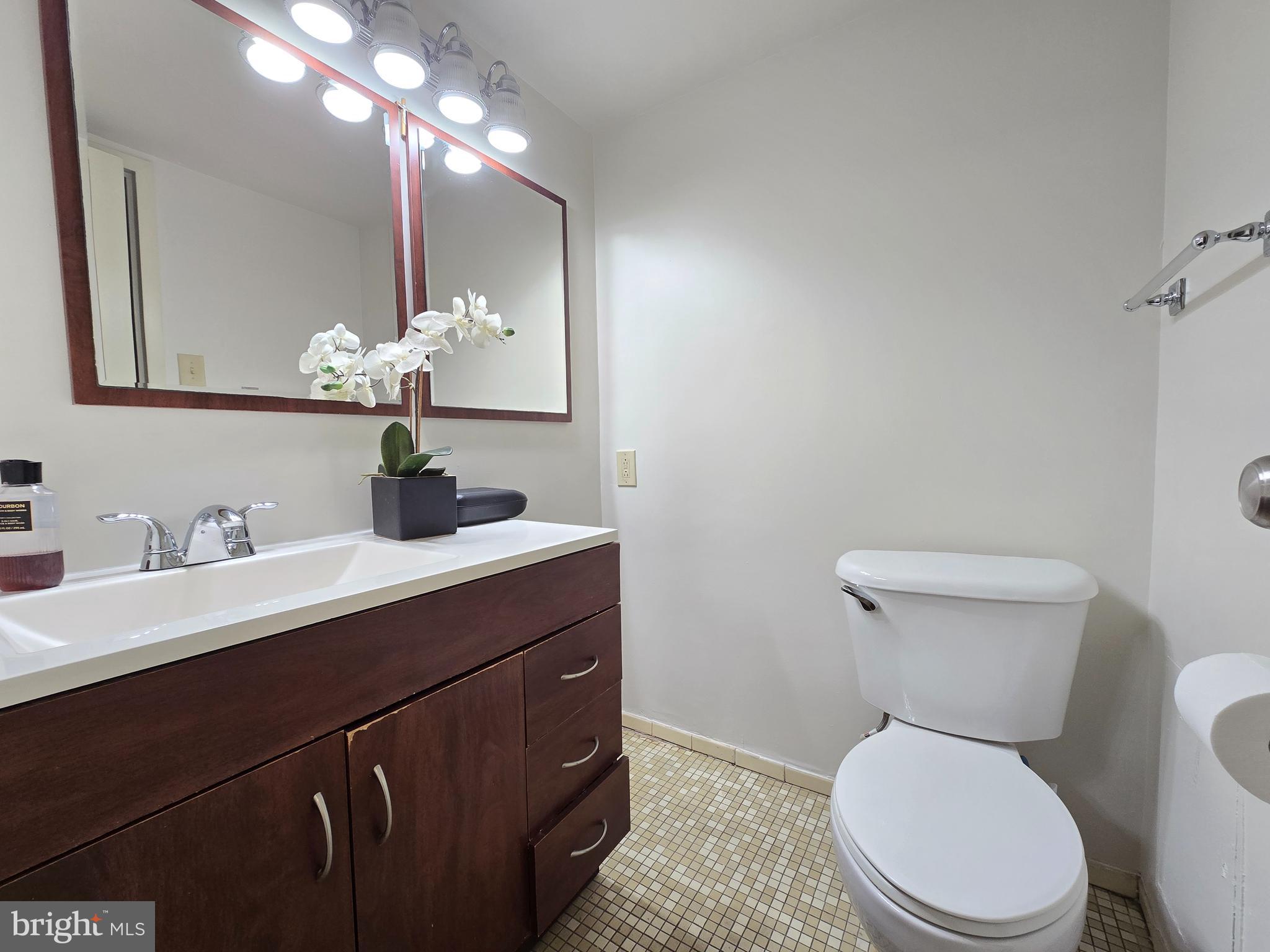 1836 Metzerott Road, Unit 1524 Hyattsville, MD 20783 - Photo 16 of 22 a bathroom with a toilet sink a mirror and vanity
